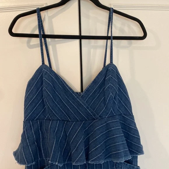 Anthropologie Ett:twa Peplum Striped Denim Jumpsuit Size Small - Picture 4 of 15
